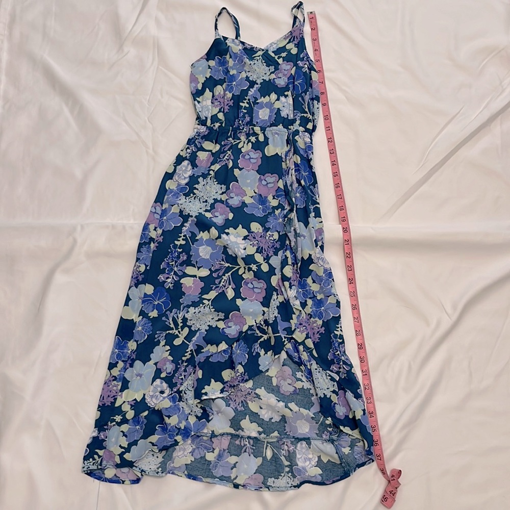 Girls faux wrap maxi dress. Size L or 12. Adjustable straps.